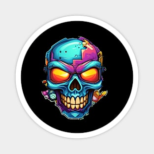Skull with Cyberpunk Elements Magnet